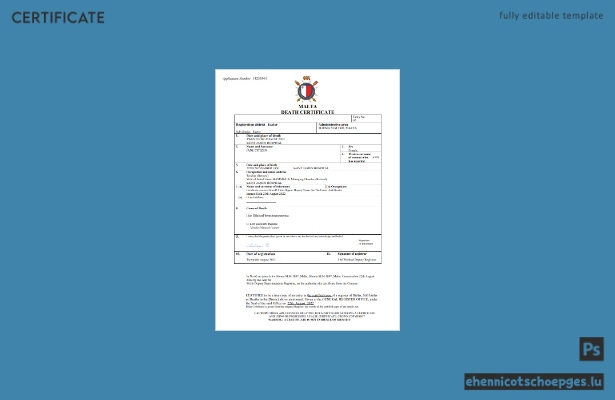 Malta-Sterbeurkunde: Beispiel-Word- und PDF-Datei (Vorschau)